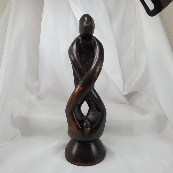 VTG Impressionist Ironwood Abstract Human Sculpture Handmade From Ghana 13.25" - Picture 2 of 14